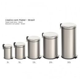 Lixeira com Pedal em Aço Inox com Acabamento Polido e Balde Interno 12 L - Tramontina